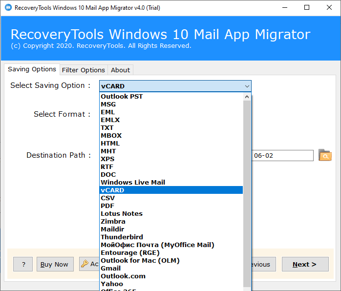 windows 10 mail export contacts