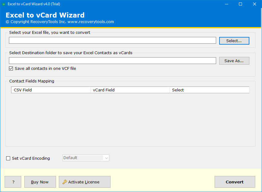 Format contact. CSV VCF. VCARD. VCF to excel. VCARD Wizard.