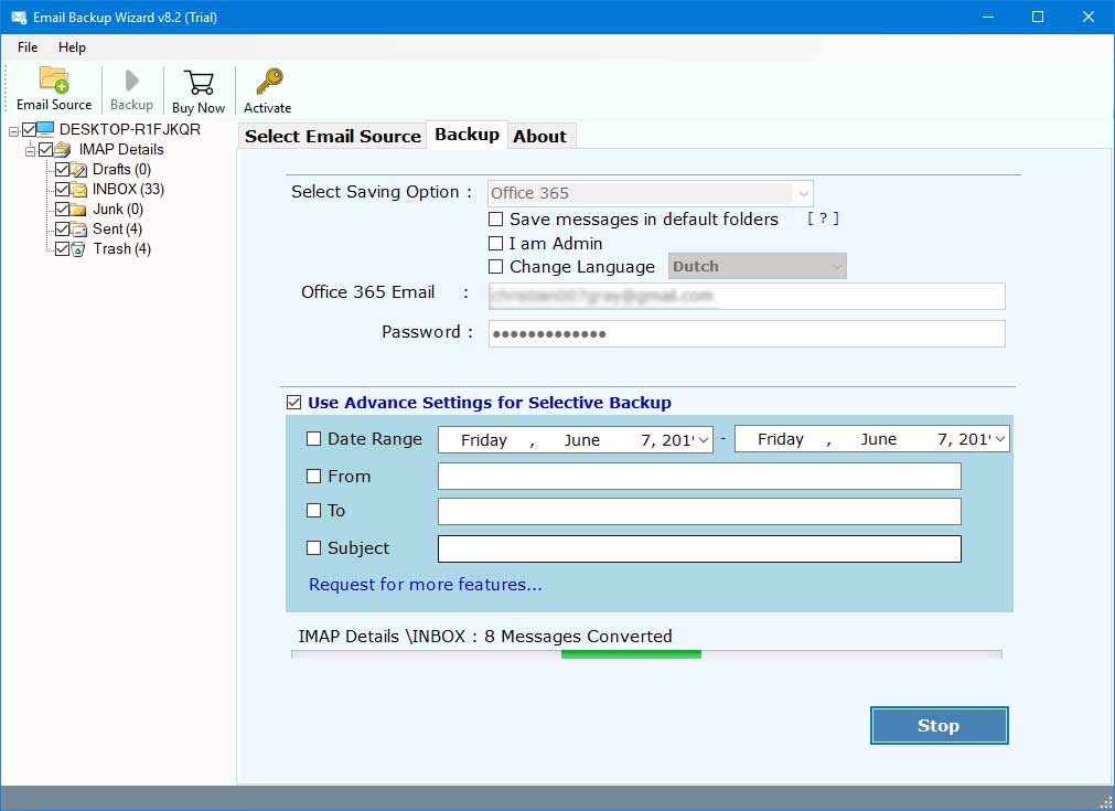 inmotion webmail to outlook pst