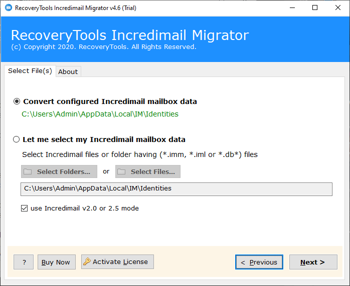 add data to transfer all incredimail folders and files