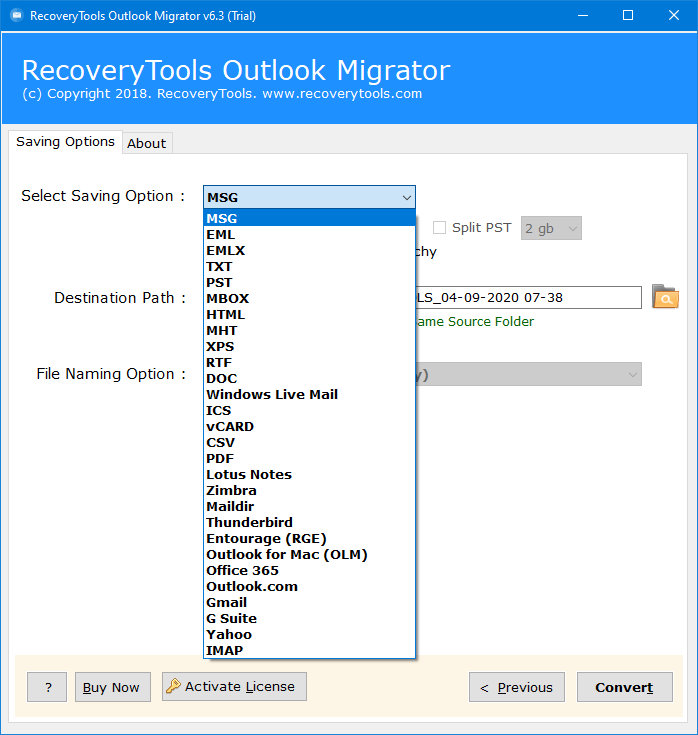 RecoveyTools Outlook Migrator